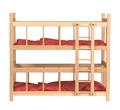 BUNK BED WITH RED LINING WITH WHITE DOTS